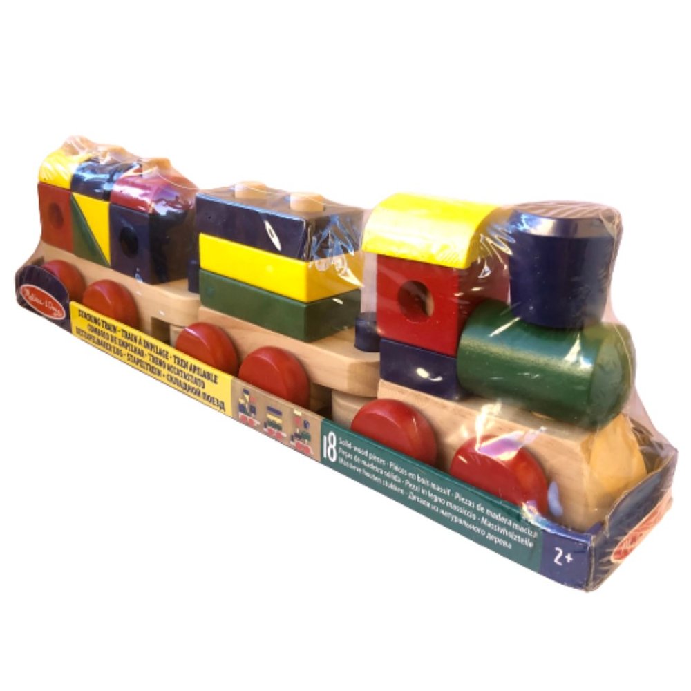 Melissa & Doug Wood Train Colored Stacking Blocks Preschool Girls Boys 2+